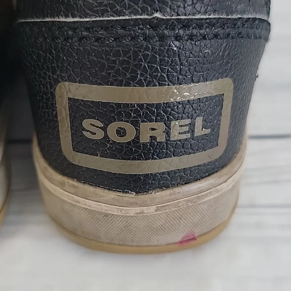 Sorel Glacy Winter Boots Brown Leather  Faux Fur Lining Womens Size 6